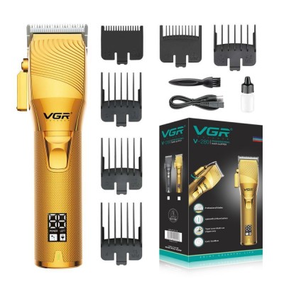Аккумуляторная машинка для стрижки (clipper) VGR V-280 GOLD, 6 насадок, LED display
