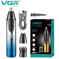 Триммер VGR 2 в 1 V-619 BLUE, 2 насадки - триммер для носа, шейвер