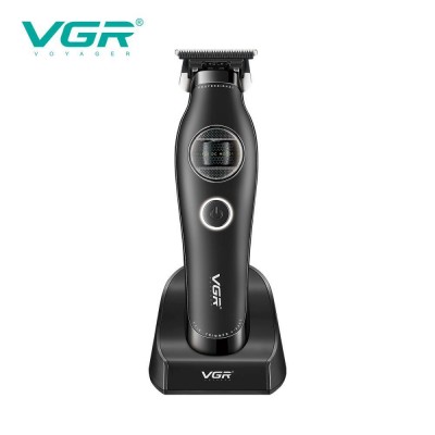 Триммер VGR V-880T BLACK, EXTERNAL ROTOR MOTOR, MIM BLADE, 4 насадки, док-станция