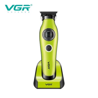 Триммер VGR V-880T GREEN, EXTERNAL ROTOR MOTOR, MIM BLADE, 4 насадки, док-станция