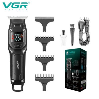 Триммер VGR V-964 BLACK, 7000 RPM, 4 насадки, LED display