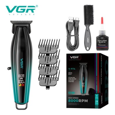 Триммер VGR V-974 GREEN, 8000 RPM, 4 насадки, LED display