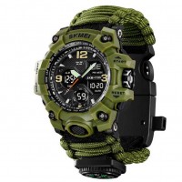 Часы наручные 1155BAG SKMEI PARACORD, ARMY GREEN, Compass, термометр, свисток, кресало