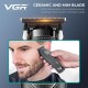 Триммер VGR V-880T BLACK, EXTERNAL ROTOR MOTOR, MIM BLADE, 4 насадки, док-станция