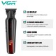 Триммер VGR V-930 RED, 4 насадки, LED display