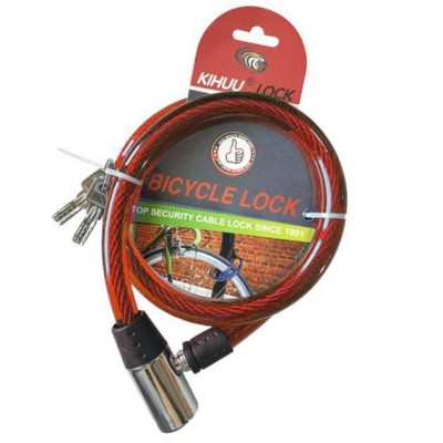 Замок велосипедный KIHUU LOCK 185, 15*65 тросовый, 2 ключа