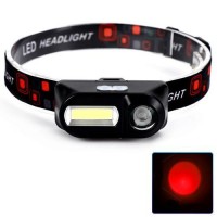 Фонарь налобный 1804-LED(red)+COB(white), 1x18650, ЗУ Type-C