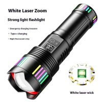 Фонарь NIGHT VISION FLUORESCENCE C203-1 WHITE LASER LED GT-50W, 4x18650, power bank, ЗУ Type-C, zoom