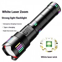 Фонарь NIGHT VISION FLUORESCENCE C203 WHITE LASER LED GT-50W, 8x18650, power bank, ЗУ Type-C, zoom