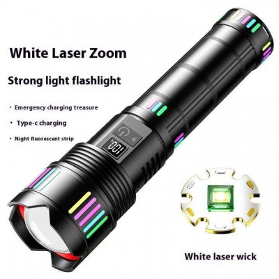 Фонарь NIGHT VISION FLUORESCENCE C203 WHITE LASER LED GT-50W, 8x18650, power bank, ЗУ Type-C, zoom