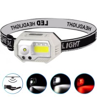 Фонарь налобный SH-S9-XPE+COB+3SMD(Red), Motion Sensor, Li-Ion аккумулятор, ЗУ Type-C, Box