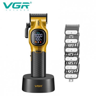 Аккумуляторная машинка для стрижки (clipper) VGR V-886C GOLD, LED display, 9000RPM