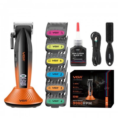 Аккумуляторная машинка для стрижки (clipper) VGR V-889C, 6 насадок, LED display, 9000RPM