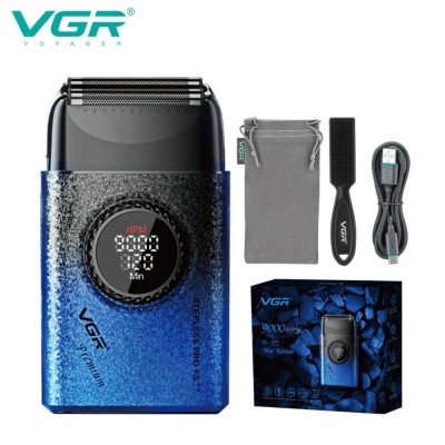 Электробритва VGR V-377 BLUE шейвер, двойное лезвие, регулировка мощности 7000-9000 RPM, LED display