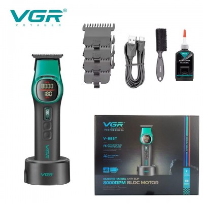 Триммер VGR V-885T GREEN, 4 насадки, LED display