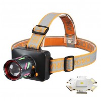 Фонарь налобный NIGHT VISION FLUORESCENCE WH-2111-TG, IPX44, Li-Ion аккум., ЗУ Type-C, zoom, Box