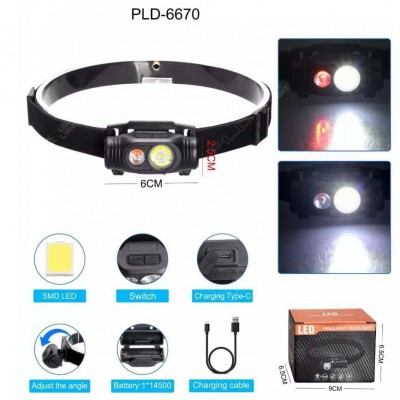 Фонарь налобный 6670-COB(White)+SMD(Red), ЗУ Type-C, 1x14500, Box Фонарь налобный 6670-COB(White)+SMD(Red), ЗУ Type-C, 1x14500, Box