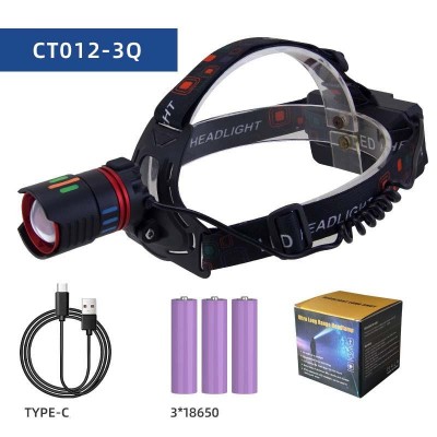 Фонарь налобный NIGHT VISION FLUORESCENCE CT012-3Q-TG, 3x18650, ЗУ Type-C, Power Bank, zoom, Box Фонарь налобный NIGHT VISION FLUORESCENCE CT012-3Q-TG, 3x18650, ЗУ Type-C, Power Bank, zoom, Box