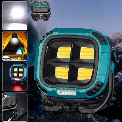 Фонарь кемпинг W894-1-4COB(White+Yellow)+5SMD(Red), Power bank, 2x18650, ЗУ Type-C, магнит, крюк