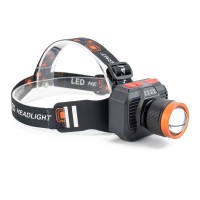 Фонарь налобный 622-TG 15W, Li-Ion аккумулятор, ЗУ Type-C, желтый фильтр, zoom, Box