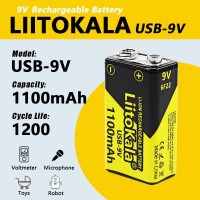 Аккумулятор Крона, LiitoKala USB-9V, 1100mAh, ОРИГИНАЛ