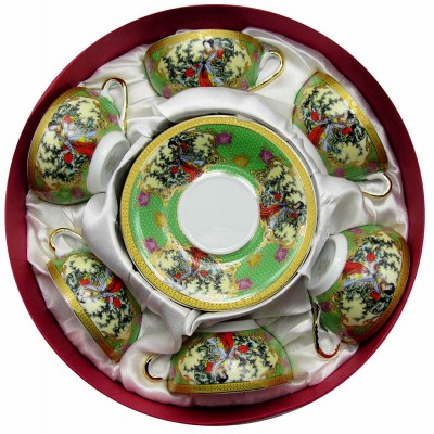 Сервиз круглый фарфор (6CCS129-3) "Зеленый" (10шт.в ящ.) код 18975