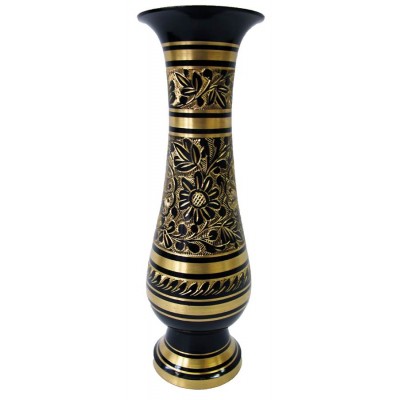 Ваза бронзовая черная (24,5х7,5х7,5 см)(Flower vase Glass Black Ord 10") код 20464