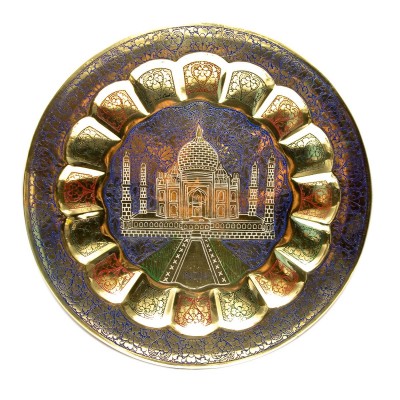 Тарелка бронзовая настенная (34 см)(Wall Plate Jaipuri Mix 14") код 23497