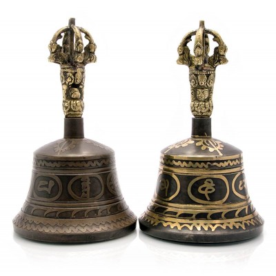 Колокол чакровый (d-8,7,h-15 см)(Bell Itching No.3 Black/Gold) код 23501