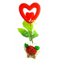 Ваза роза керамическая с сердечком (22х9х5,5 см)