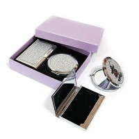 Подарочный набор зеркальце с визитницей 'Стразы' (15,5х12,5х3,5 см)