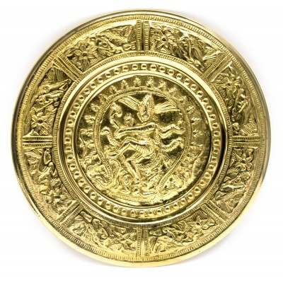 Тарелка настенная бронзовая "Танцующий Шива" (d-18,5 см)(Wall Plate Natraj 8") код 24722