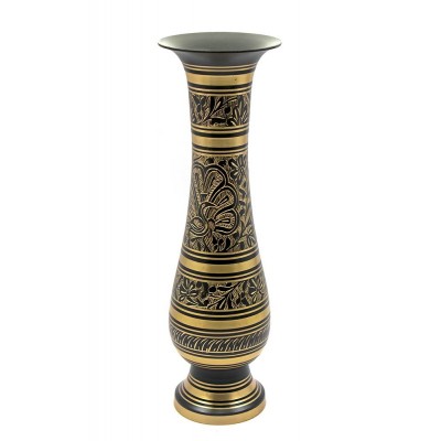 Ваза бронзовая черная (29х9х9 см)(Flower vase Glass Black Ord./Clr 12") код 24755