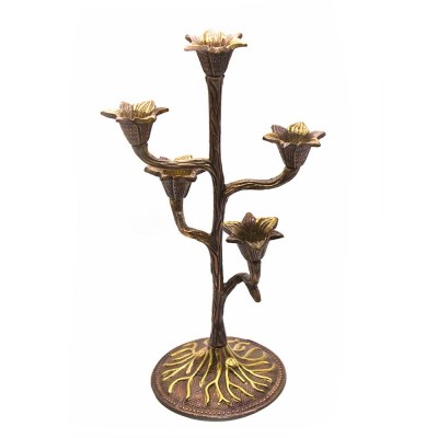 Подсвечник на 5 свечей  бронзовый  (30х15х12 см)(Candle Stand 5C Leaf antic)  код 25789