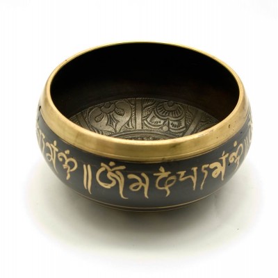 Чаша поющая "Будда" (без резонатора)(15,5х15,5х7 см)(Singing Bowl Black Buddha no.4) код 25790