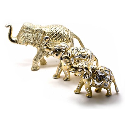 Слоны резные алюминий (н-р 3 шт) (25х14см16х13см17х11,5см)(Elephant Set of 3ps Big) код 25832