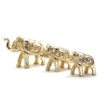 Слоны резные алюминий (н-р 3 шт) (11,5х7,5см8х6см8х5,5см)(Elephant Set of 3ps small) код 25893