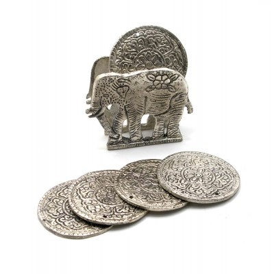 Подстаканники "Слон " (н-р 6 шт) металл (10,5х8,5х4 см)(Непал) код 25936