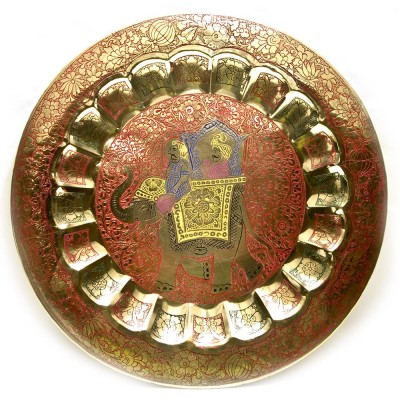 Тарелка бронзовая настенная (37 см)(Wall Plate Jaipuri Mix 16") код 26116