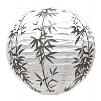 Фонарь белый бумажный 'Бамбук' (d-30 см)