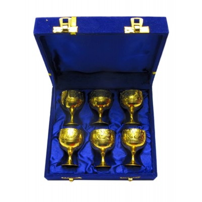 Бокалы бронзовые позолоченые(н-р 6 шт)(h-5,5)(18,5х15,5х5,5 см)(Velvet Box Goli Set Velvet Box gold) код 27362