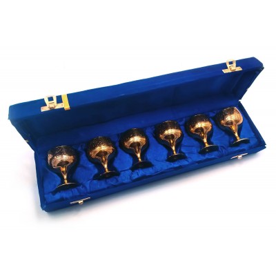 Бокалы бронзовые позолоченные(н-р 6 шт)(h-6,5)(39х10х6 см)(Velvet Box Goli Set Velvet Box gold) код 28268