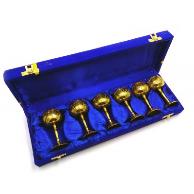 Бокалы бронзовые позолоченные(н-р 6 шт)(h-9 см)(36х12х5 см)(Cordial Set-5 Designs GOLD) код 28271