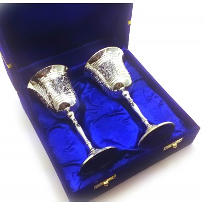 Бокалы бронзовые посеребренные  (н-р 2 шт)(h-15,5 см)(19х20х8,5 см)(Velvet Box-Goblet 7"Set -2ps) код 28273