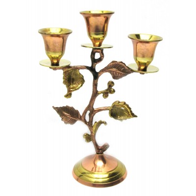 Подсвечник бронзовый на 3 свечи (19,5х13х7 см)(Candle Stand 3C Leaf Copper) код 28296