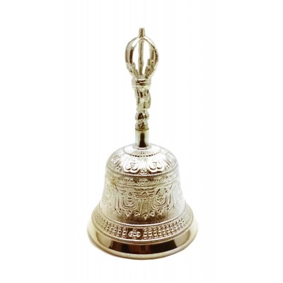 Колокол чакровый бронзовый посеребренный (d-11.5 h-20см)(Bell Embose No.4 SILVER) код 28311