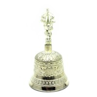 Колокол чакровый бронзовый посеребренный (№2)(d-7,5 h-14,5 см)