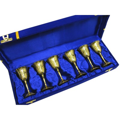 Бокалы бронзовые позолоченные(н-р 6 шт)(h-10 см)(39х10х6 см)(Velvet Box Goli Set Velvet Box gold) код 28336