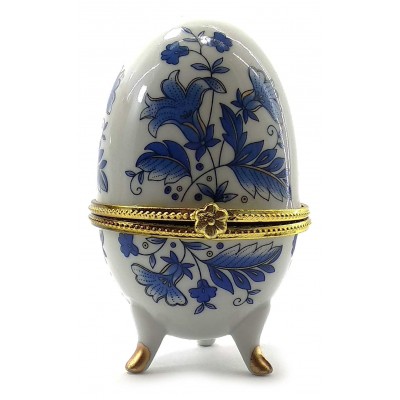 Шкатулка яйцо 'Синие Цветы'(10х6х6 см)K