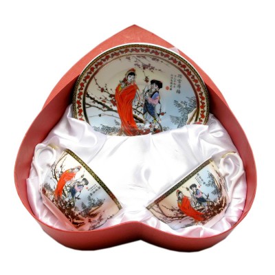 Сервиз фарфор (2JBS102) 2 чашки +2 блюдца "Коричневый" (16 шт. в ящ.) код 29090